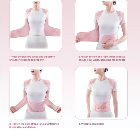 Posture Corrector Back Brace in Light Pink - Picture 2 of 4